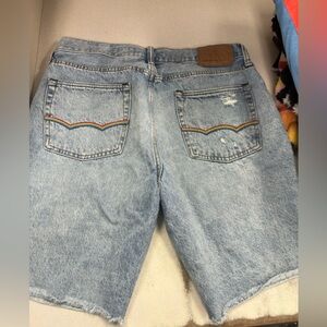 American Eagle Outfitters Light Blue Denim Shorts with Rainbow Pocket Stitch